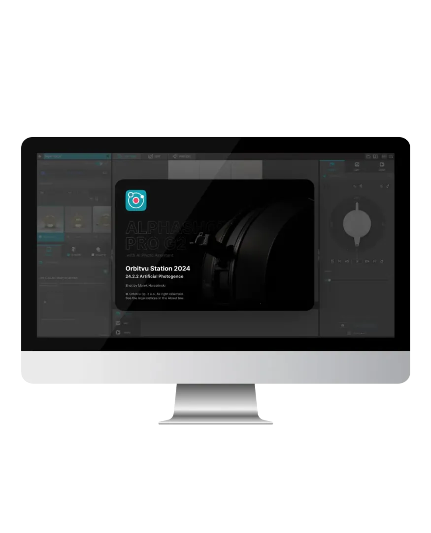 Orbitvu Station-software - startskærm og brugerflade