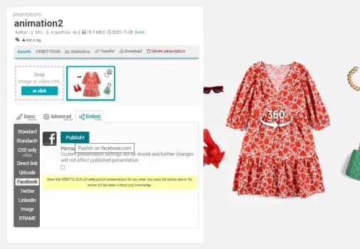 Præsentationsindstillinger for 360-produktvisning