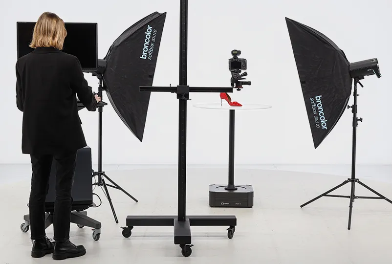 Orbitvu-drejeskive integreret med fotostudie