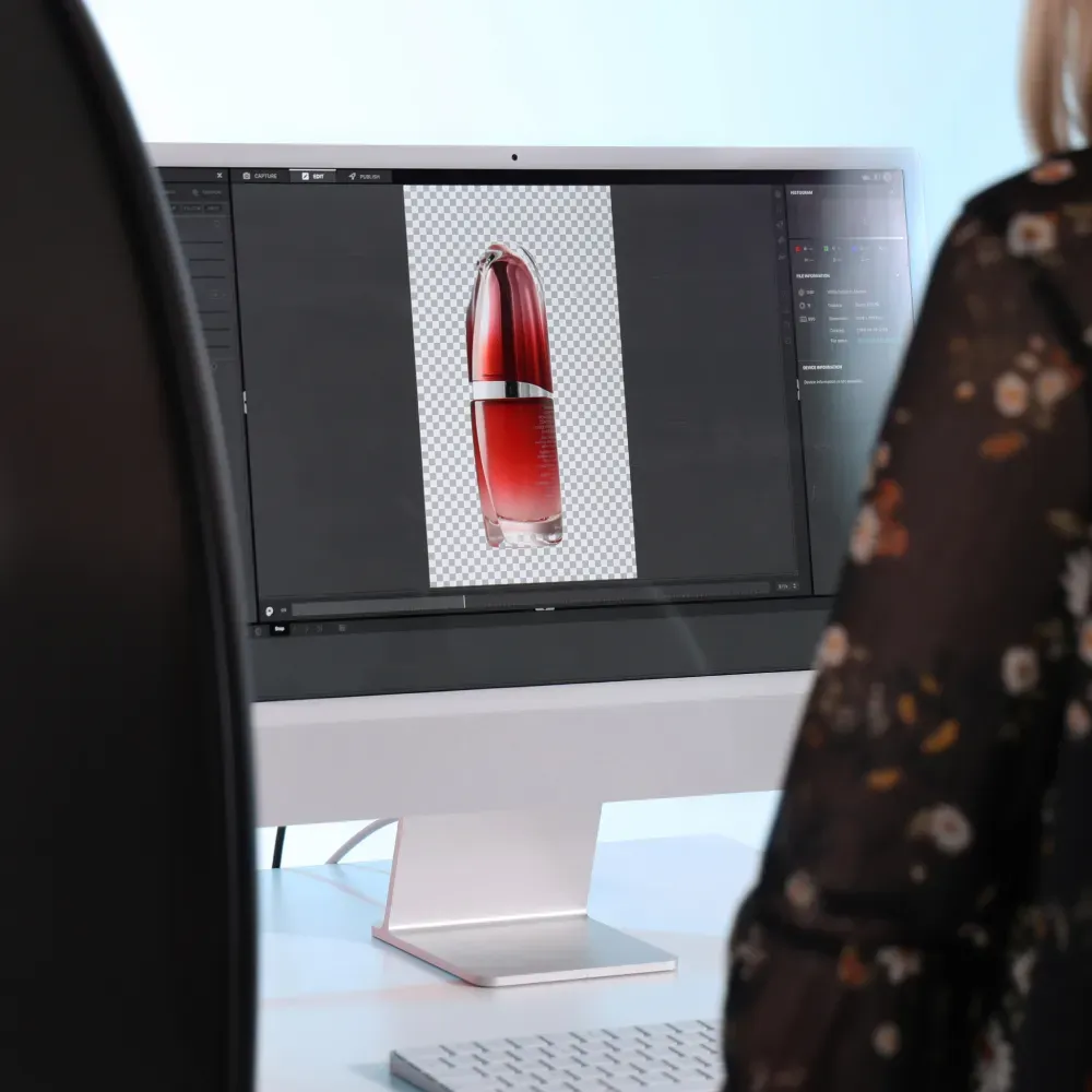 Arbejdsgang for fotografering af hudpleje og kosmetik med support fra Orbitvu