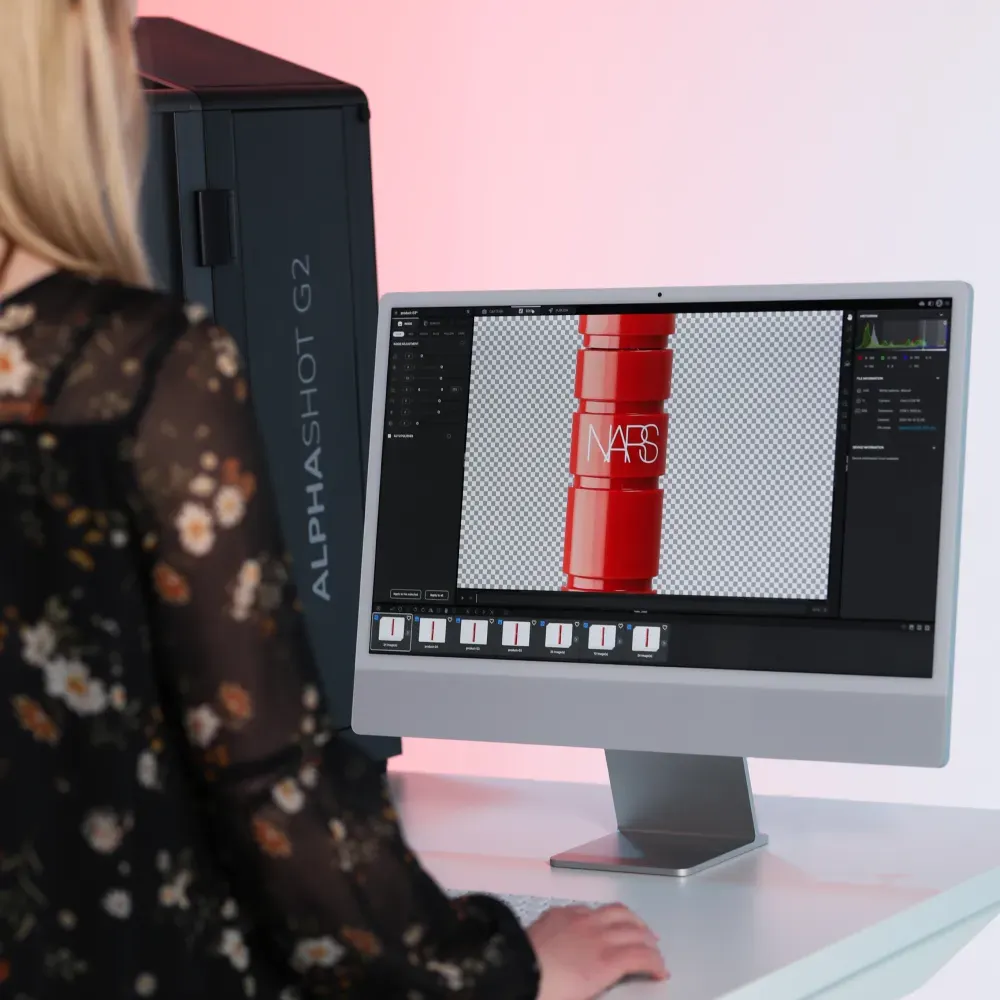 Opsætning til produktfotografering af kosmetik med flere produkter